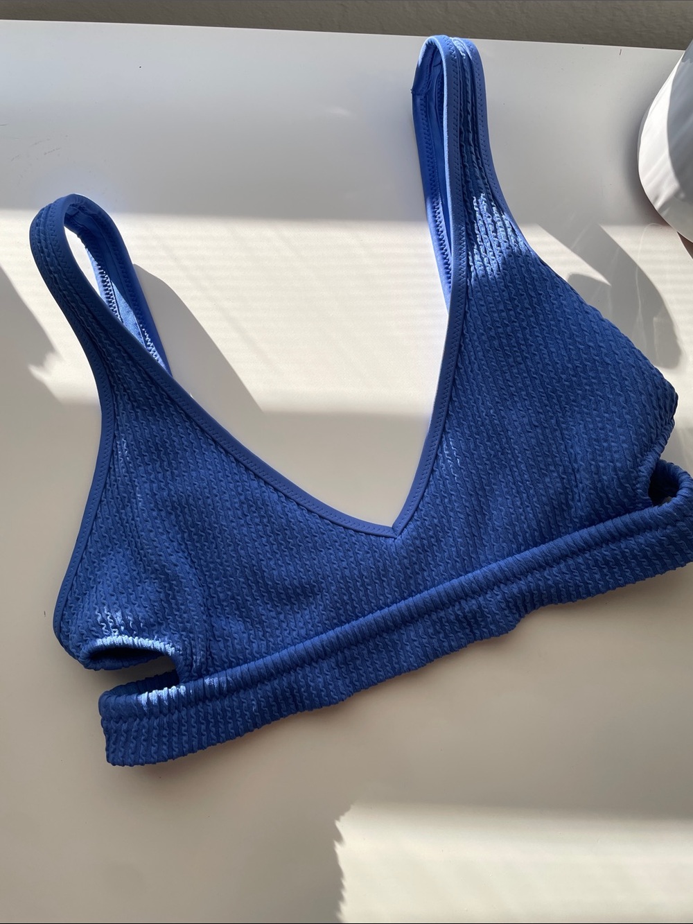 Aerie Electric Blue Textured Cutout  Bikini Top